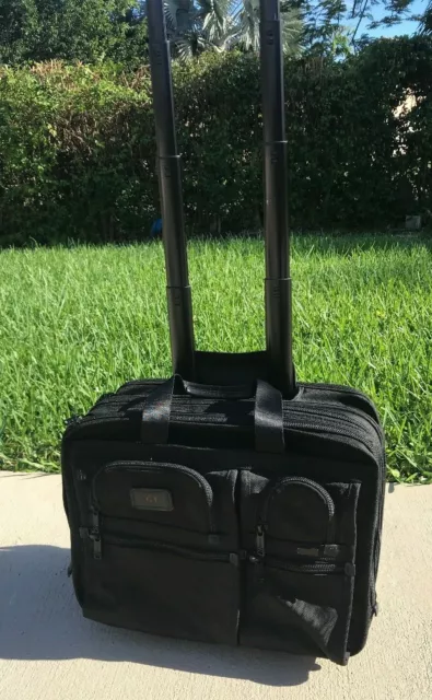 TUMI 'Alpha' Black Nylon Expandable Wheeled Briefcase - 26104DH