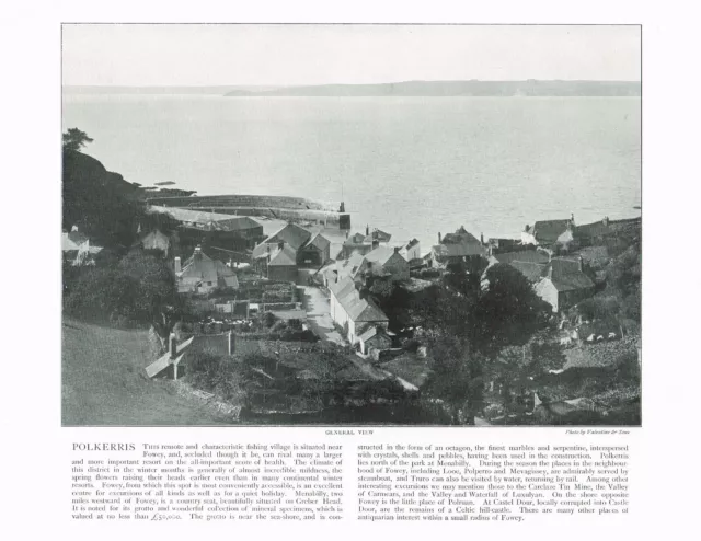 Polkerris Town & Sea Cornwall Antique Picture Print Old Victorian 1900 ROC#261 3