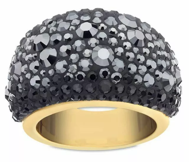 NIB$180 Swarovski Mini Chic Ring Black & Gold Size 52(6) 55 (7) 58 (8) 60(9)