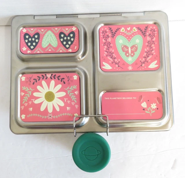 Planet Box Launch Lunch box Stainless Steel 4 Compartments + Cup & Pink Magnets Planet Box Launch Lunch box Stainless Steel 4 Compartments + Cup & Pink Magnets