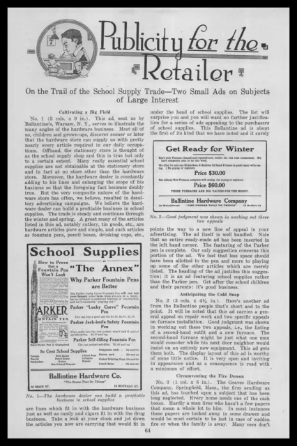 1914 Ballantine Hardware Store Warsaw New York 2-Page Article Vintage Print Ad