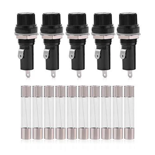 Prise de porte-fusible 5Pcs pour fusibles en verre 6 * 30 AC 125V 15A/250V 10A,