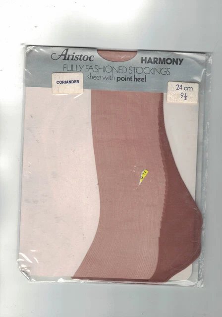 Vintage Aristoc Harmony Point Fully Fashioned Stockings Coriander Size 9.5