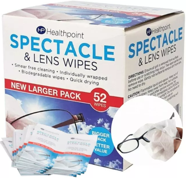 LENS WIPES Cleaning Wipes for Spectacle Glasses Glass Camera Screen Alcohol