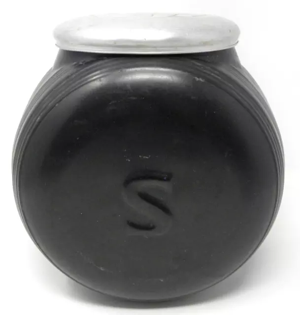 Vintage Sellers Hoosier Embossed Glass "S" Sugar Jar with Lid in Black
