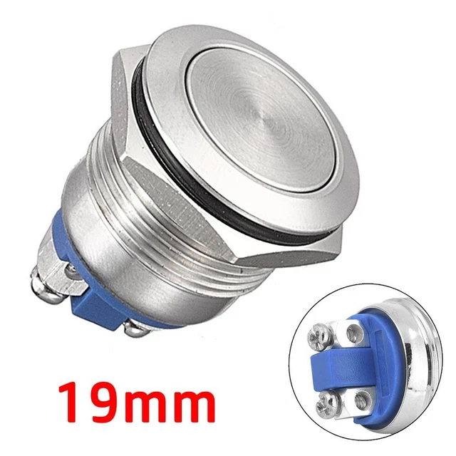 Strumento interruttore a pulsante metallo scrittura circolare SPST impermeabile 19 mm