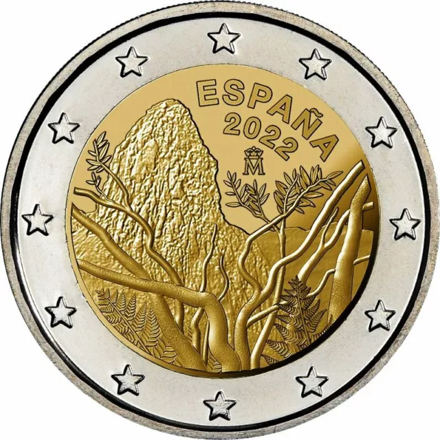 Spagna Spain Spanien 2 € Euro 2022  " Garajonay " Fdc Bu St Da Rotolino