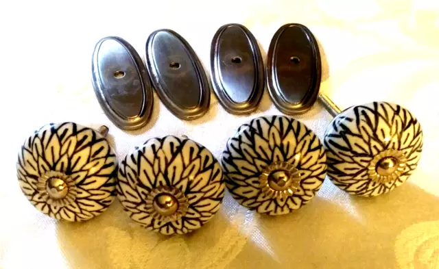 Vintage Ceramic Drawer Dresser Pull Knobs Cabinet Pull Knobs Set of 4