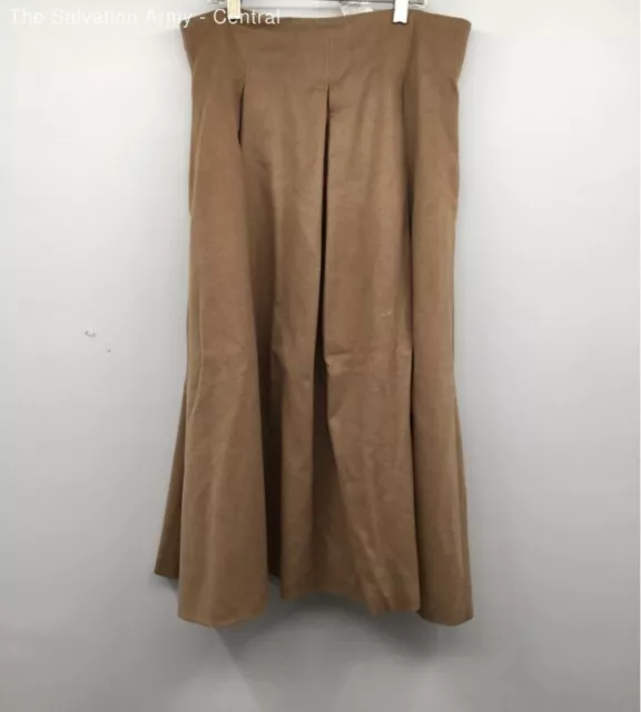 Max Mara Womens Tan Classic Pleated Regular Fit Back Zip Maxi Skirt Size 10