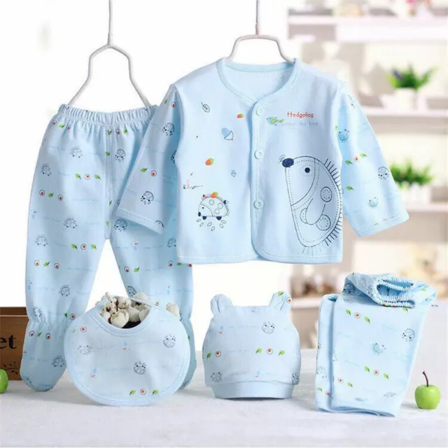 Girls Kids Outfit Clothes T-shirt 0-3 Months Baby Boy Top+Pants Set 5pcs Newborn