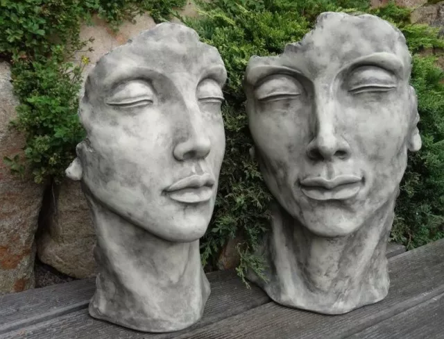 Gesicht "Frau" oder "Mann" Skulptur Steinfigur Steinguss sofort Lieferbar