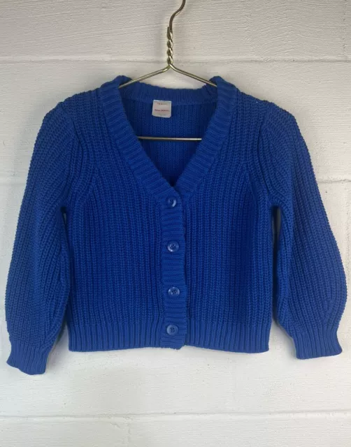 Hanna Andersson Girl’s Size 5 Blue Chunky Knit Cardigan Sweater