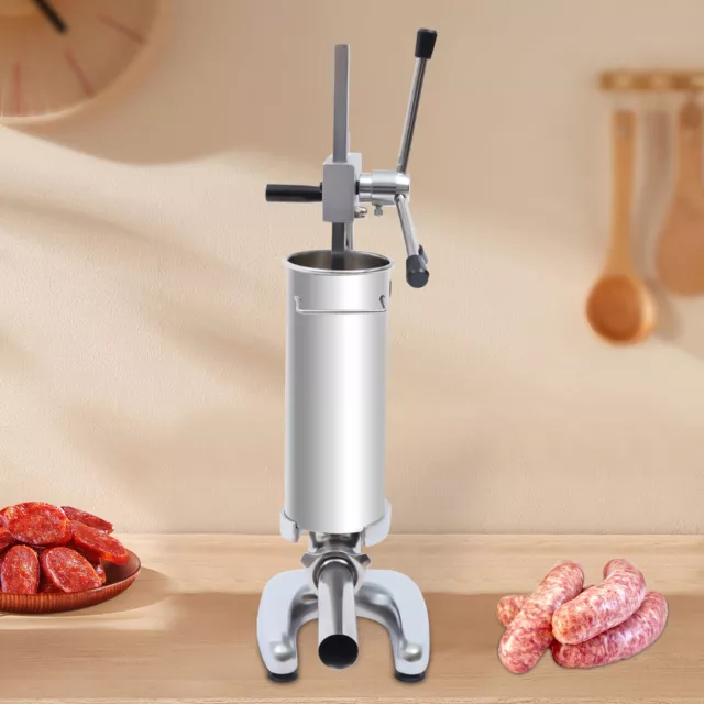 3L Manual Vertical Sausage Filler Stainless Stuffer Meat Press Machine 1.5-3.5cm