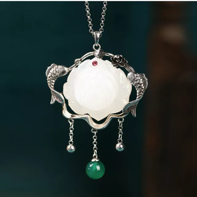 Chinese Style Cheongsam Accessories Yuyue Dragon Gate Imitation Jade Necklace