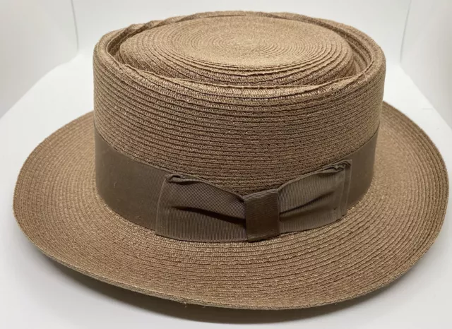 Biltmore Small 55cm telescope Milan straw hat pork pie fedora beige 6 7/8 NWT