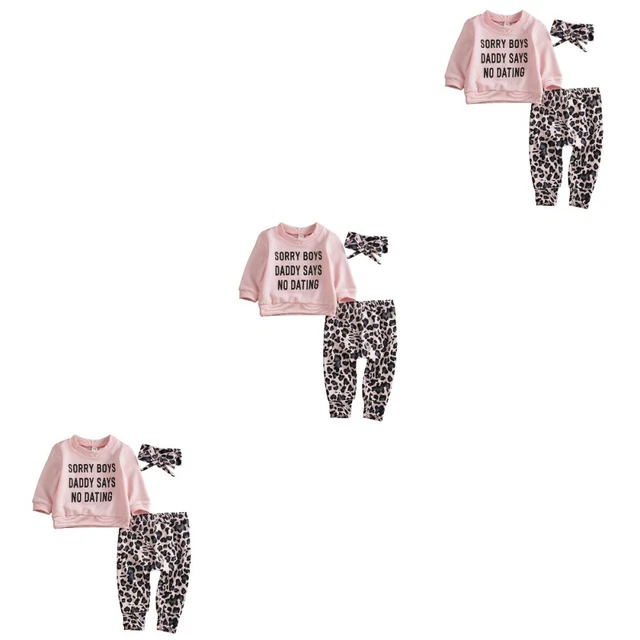 3 Setgirls leopard set /3 Pantaloni Bambina Set Di Vestiti Per Bambino Vestito P