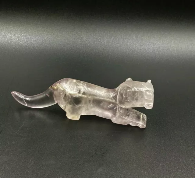 Old Antique Amethyst Quartz Tiger Figure Bead Pendant Ancient Pyu Culture Burma