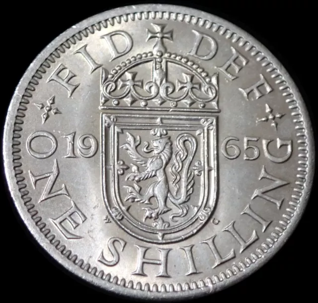 UK One Shilling 1965 Elizabeth II Scottish Coin WCA 8291