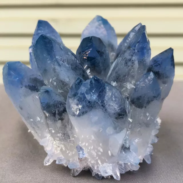 459g  New Find blue Phantom Quartz Crystal Cluster Mineral Specimen Healing