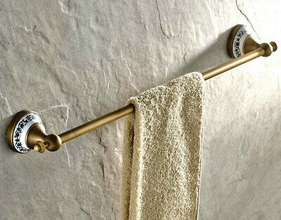 Antique Brass Wall Mounted Bathroom Single Towel Rail Holder Rack Bar Qba402