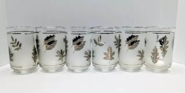 Libbey Silver Leaf 12 oz Flat Tumblers Glasses 4.5" Set of  6 Vintage Drinkware