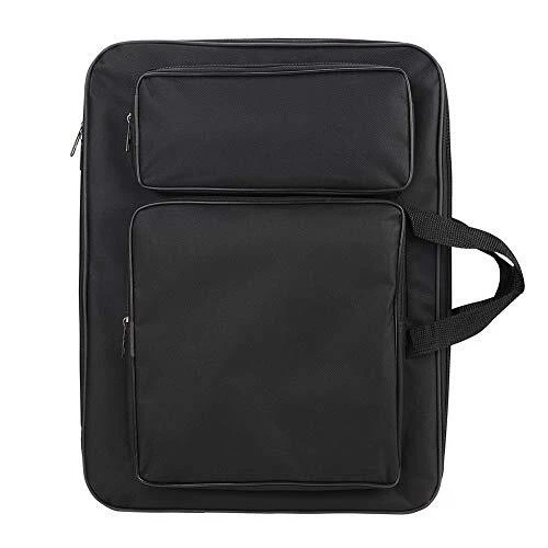 Portable Art Portfolio Case Waterproof A3 Drawing Board Bag Zipper Modern Black