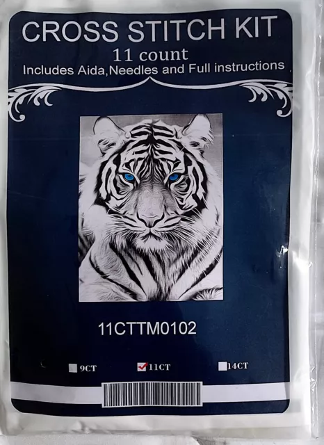 NEW Tiger Complete Counted Cross Stitch Kit 15.7 x" 11.8in-  Count 11. AIDA