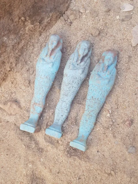 Rare Antique Ancient Egyptian 3 Ushabtis Servant & Minions Sacred Grace 2480 BC