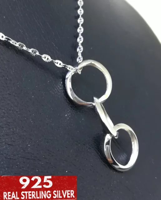 Elegant Genuine Solid 925 Sterling Silver Hoop Link Pendant N-A907 Woman Gift