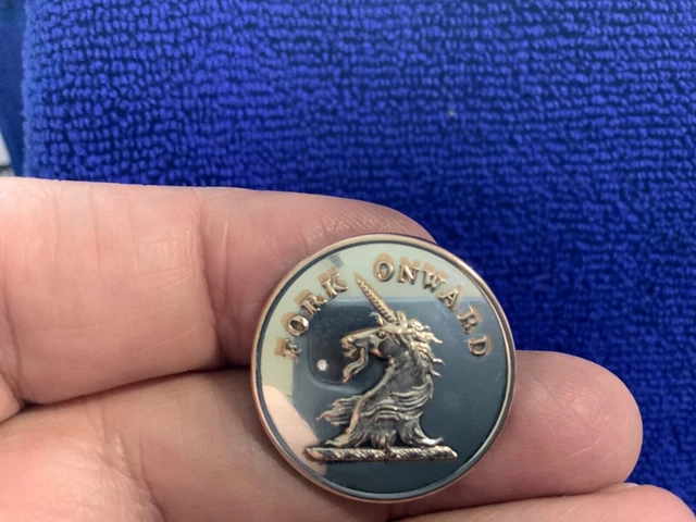 CUNNINGHAM of CAIRNCURRAN UNICORN HEAD w FORK FORWARD MOTTO LIVERY BUTTON 1830s