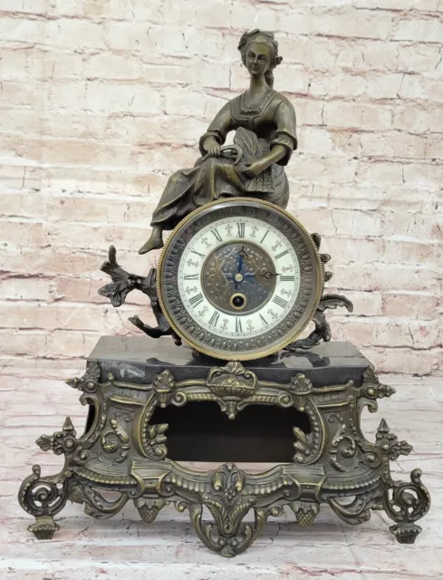 French Empire figural gilt bronze Astrological mantle clock Handcrafted Figurine