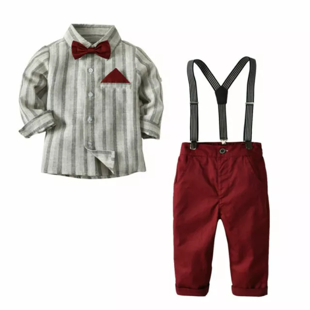 Toddler Baby Kids Boys Gentleman Stripe Top T-Shirt&trouse Pant