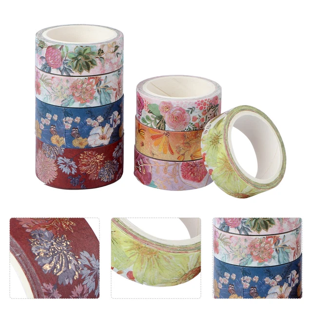 8 Rolls Ruban Washi Décoratif Fleurs Et Washi Tape Décor Bronzage