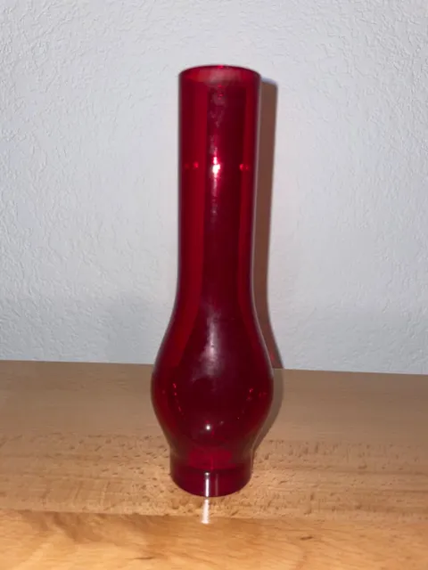 Rare Ruby Red Glass Chimney Miniature Kerosene Oil Lamp 6 3/4" Tall
