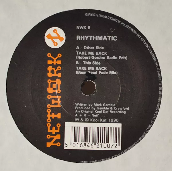 Rhythmatic - Take Me Back (7", Single)