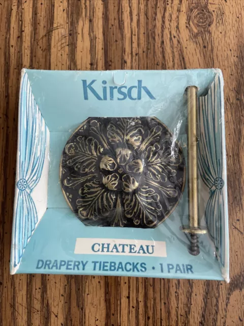 VINTAGE Kirsch Drapery Tiebacks Holdbacks #7603 Pair Set Of 2 Bronze NOS Chateau