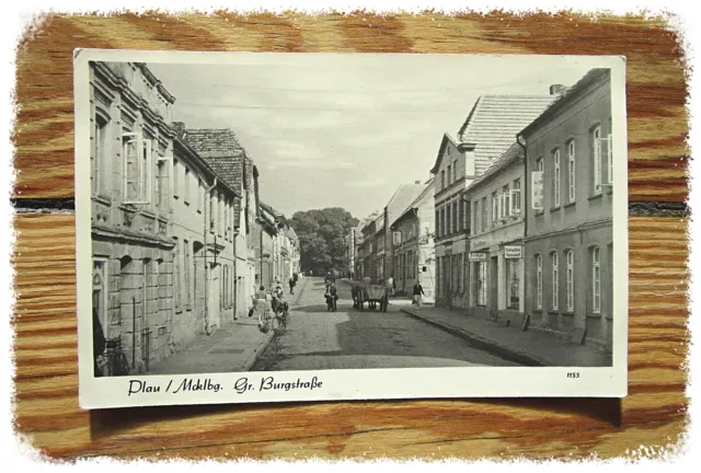 Alte AK PLAU am See - Die Große Burgstraße Mitte der 50er Jahre ..!