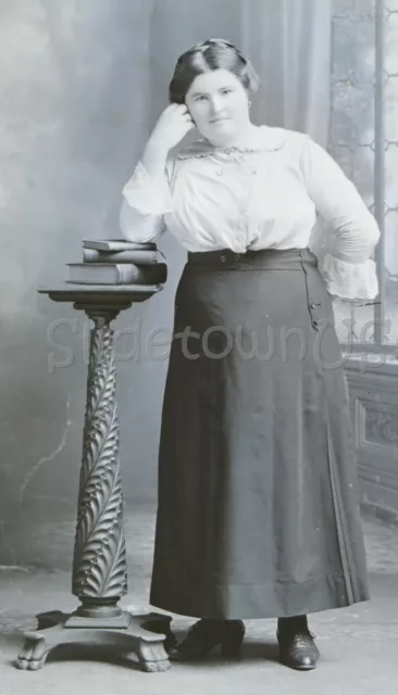 Antique Glass Plate Negative Woman School Teacher Occupational Photo V00163