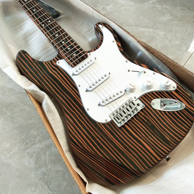 UNFINISHED SINGLE WAVE Electric Guitar, Zebra Wood Body&Neck 22 Frets
