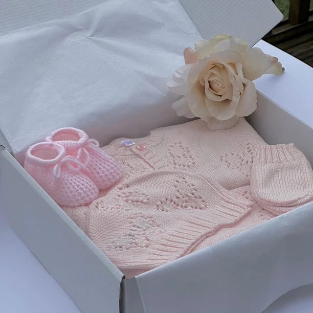 Set regalo e stivaletti lavorati a maglia neonate bambini unisex stile spagnolo 0-9 M