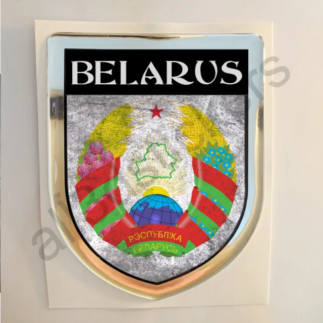 Bielorussia Adesivi Scudetto 3D Emblema Stemma Sporco Resinato Adesivo Resinati
