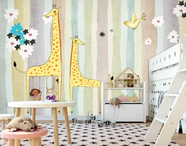 3D Cartoon Giraffe 307NAM Geschäft Tapete Wandgemälde Selbstklebend Handel Amy