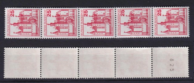 Bund 996 RM 5er Streifen mit ungerader Nummer Burgen+Schlösser 25 Pf postfrisch