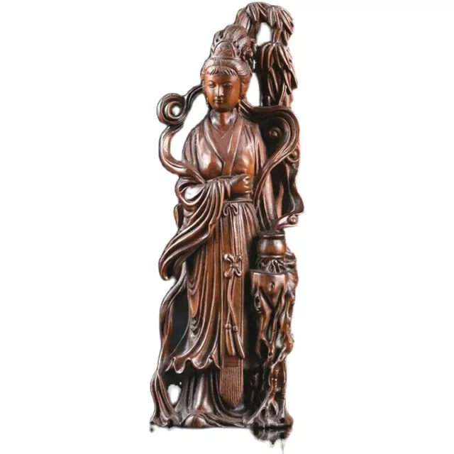 GY026 - 18 CM Tall Carved Boxwood Carving Figurine : Fairy