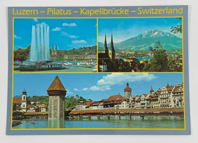 Luzern Pilatus Kapellbrucke Switzerland Multiview Postcard Unposted