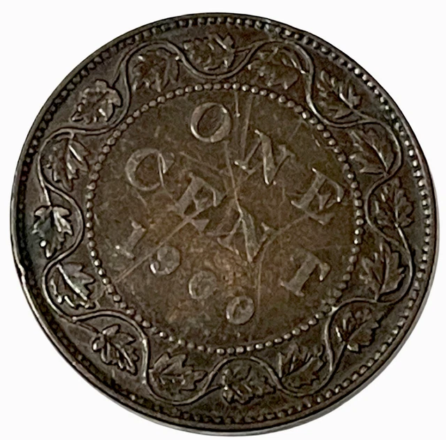 1900 Canadian Large One Cent Coin Queen Victoria Canada Penny KM# 7 Lot A5-412