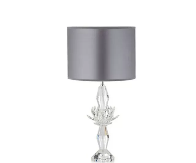 JM by Julien Macdonald Crystal Lotus Flower Lamp with Grey Shade .Rrp £140