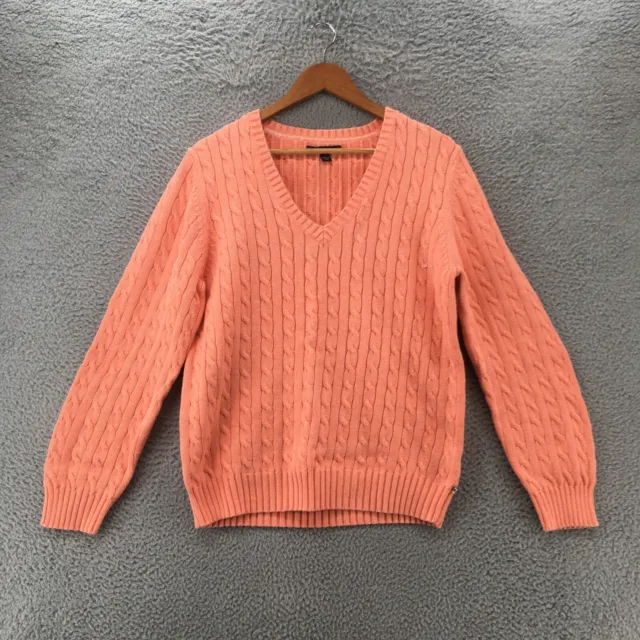 Tommy Hilfiger Pullover Sweater Womens XXL Pink Cotton V Neck Long Sleeve Knit