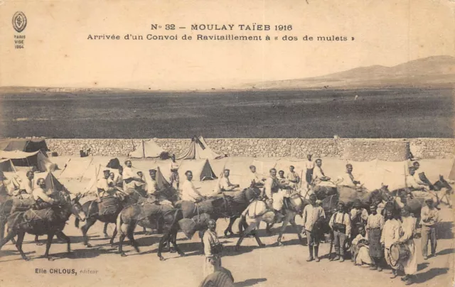 Cpa Maroc Moulay Taieb Arrivee D'un Convoi De Ravitaillement Dos De Mulets