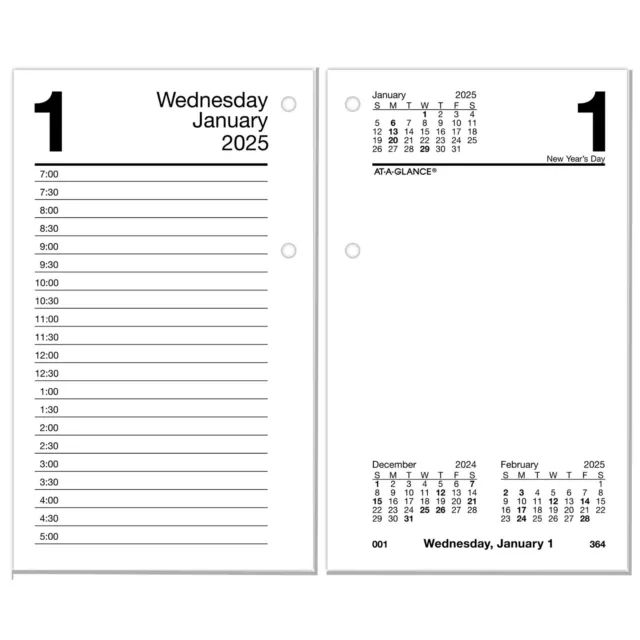 2025 At-A-Glance E717-50 Daily Calendar Refill, 3-1/2 x 6"